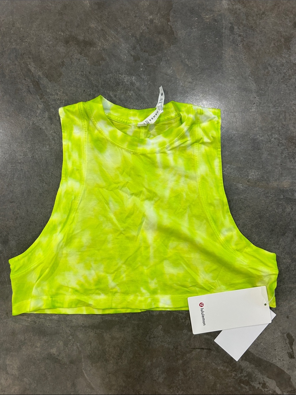 lululemon athletica Neon Yellow-Green Tie-Dye Cropped Tank Top